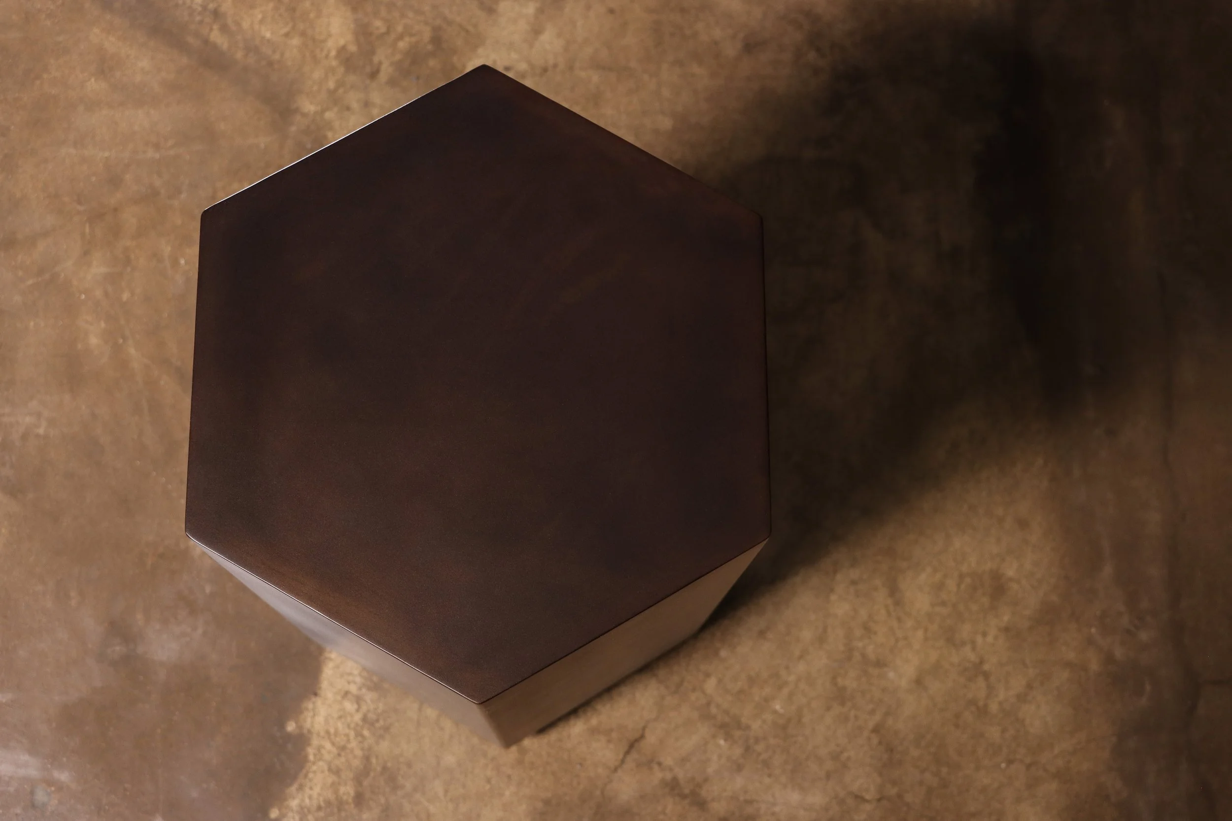 Ettore Hex Table Oxidized Steel by Costantini 05.jpg