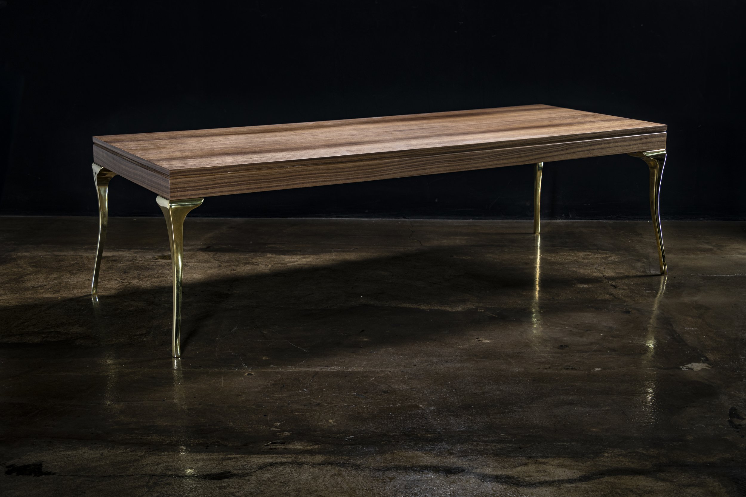 Enzio Table in Polished Bronze and Walnut by Costantini 00.jpg