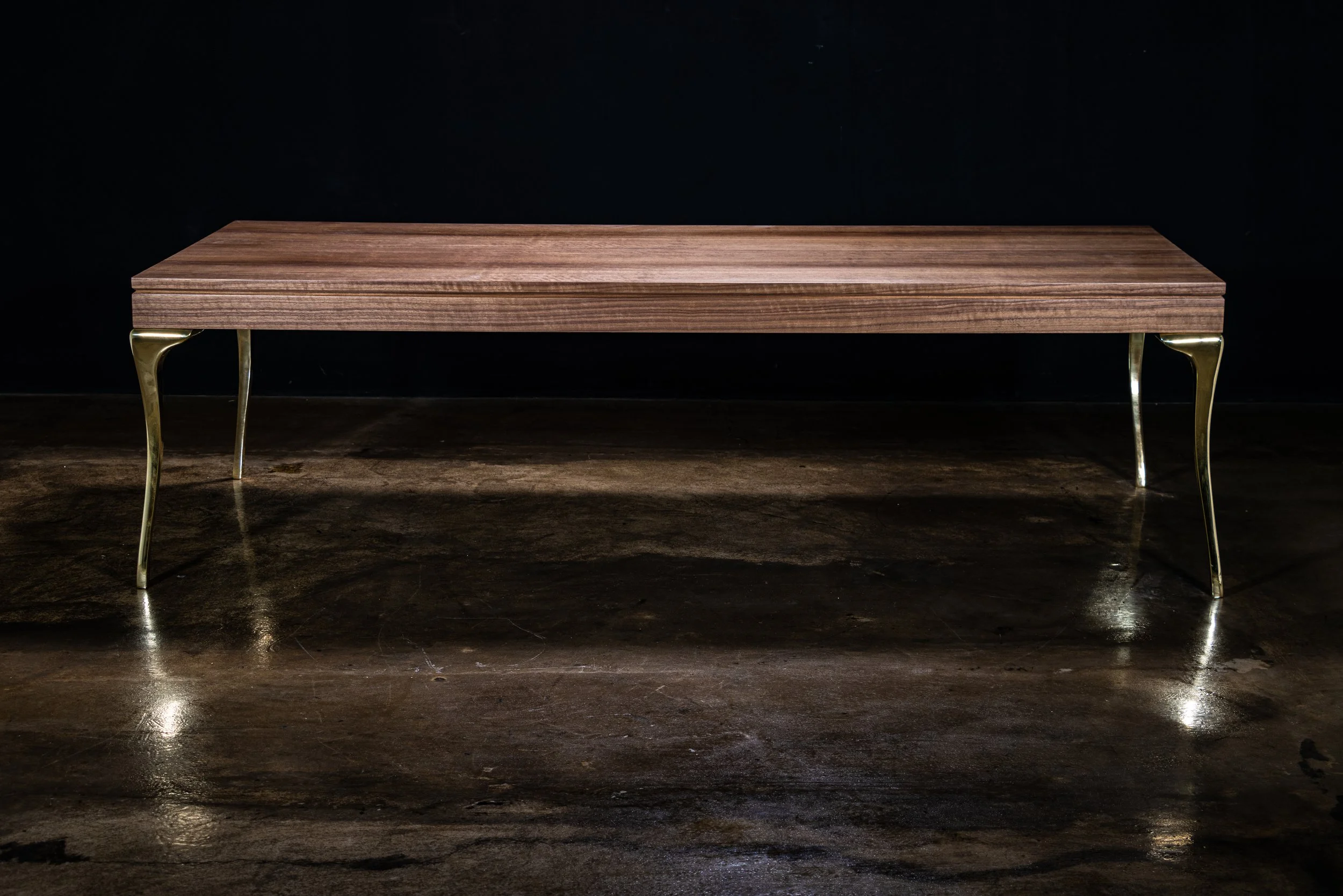 Enzio Table in Polished Bronze and Walnut by Costantini 01.jpg