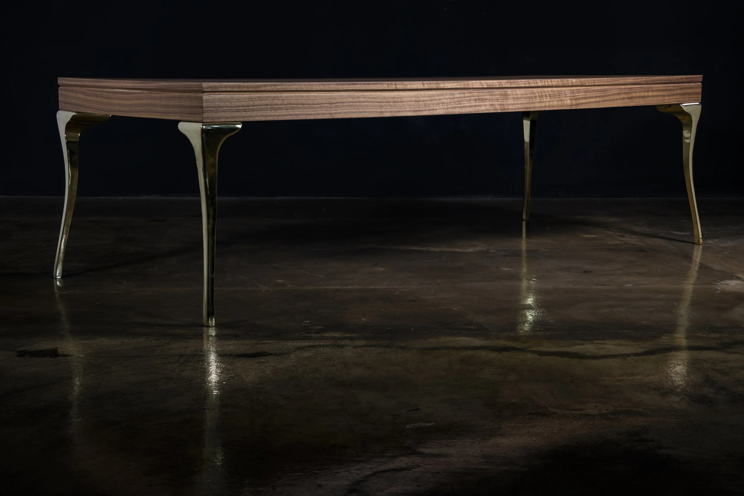 Enzio Table in Polished Bronze and Walnut by Costantini 03.jpg