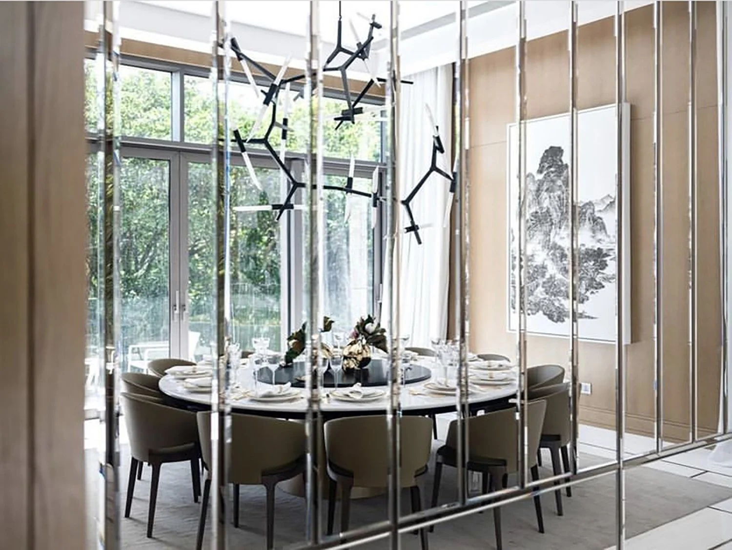 Aragon Bronze and Marble Dining Table with Rotating Server by Costantini 08.jpg