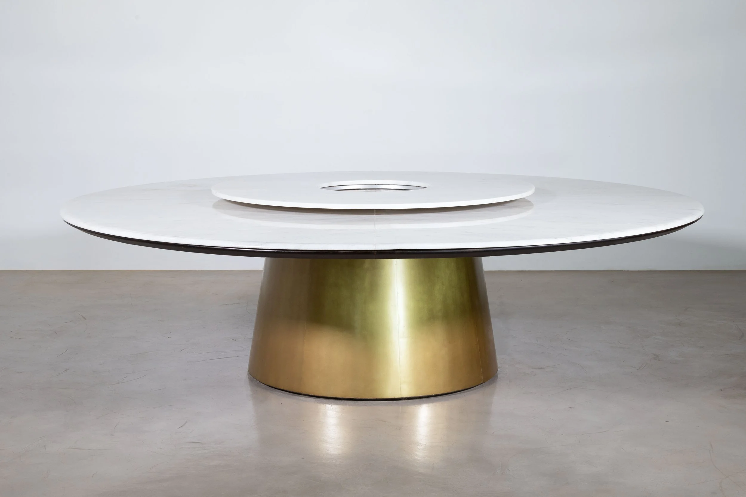 Aragon Bronze and Marble Dining Table with Rotating Server by Costantini 00.jpg