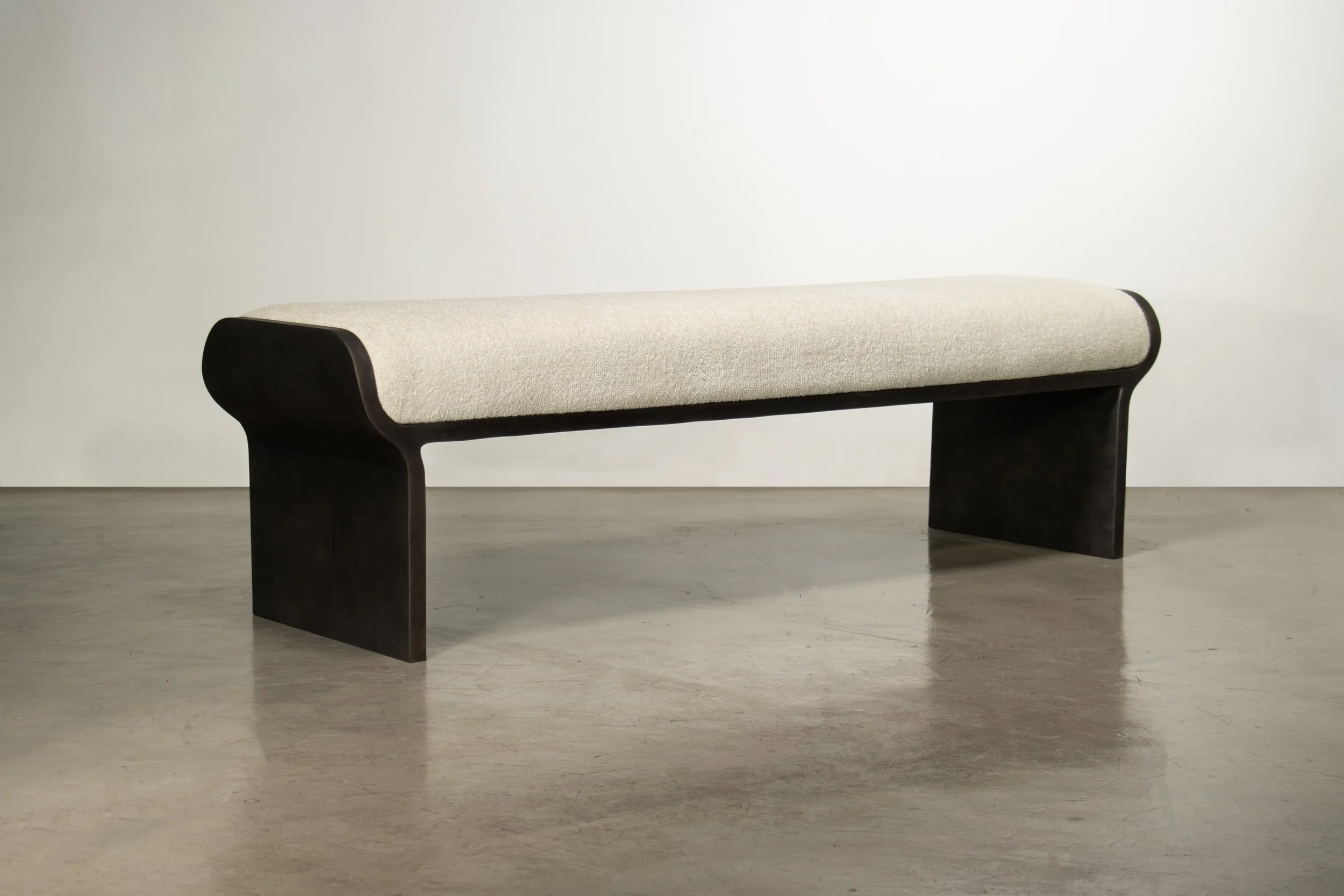 Sculptural Modern Oil Rubbed Bronze and Fabric Bench by Costantini 00.jpg