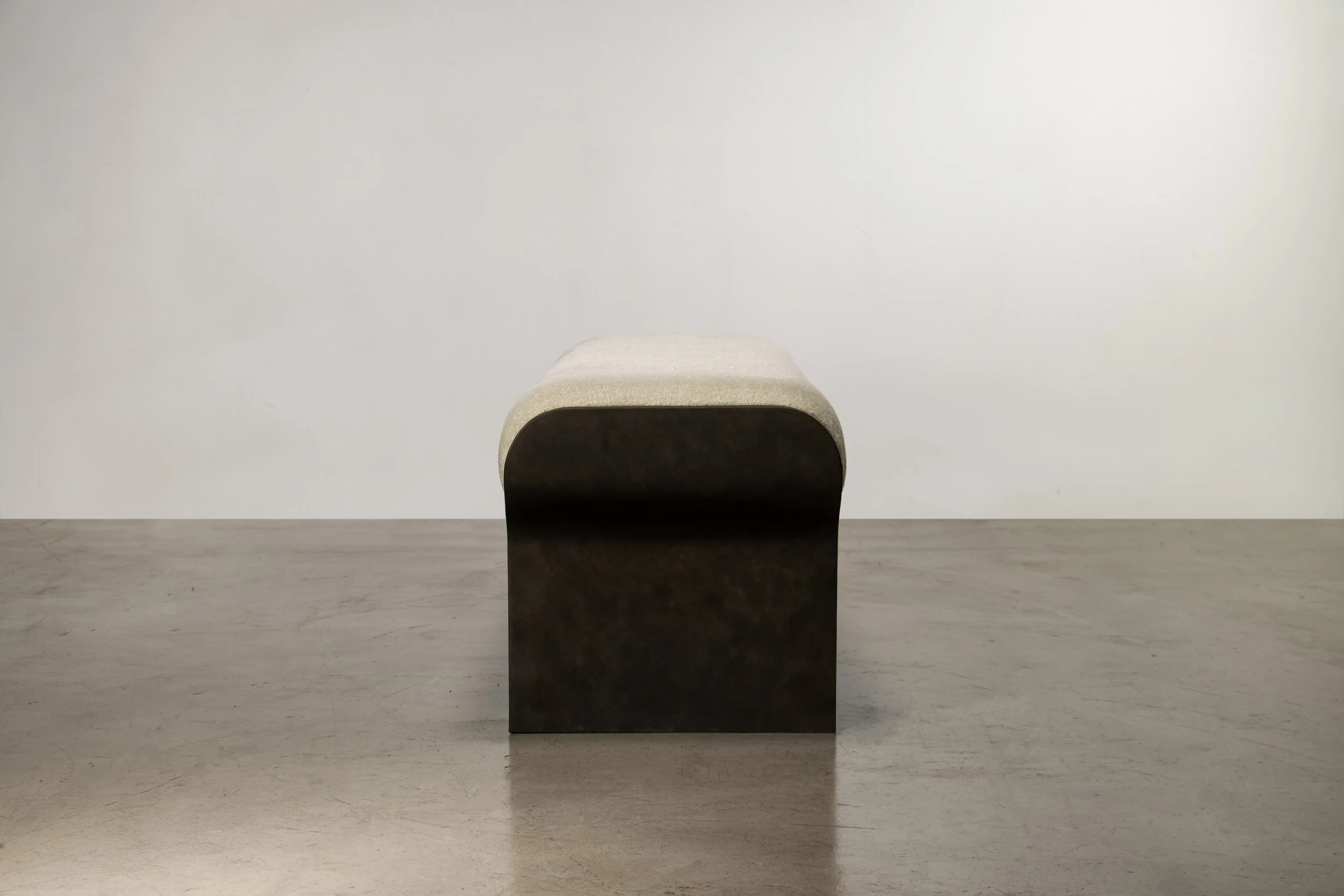 Sculptural Modern Oil Rubbed Bronze and Fabric Bench by Costantini 02.jpg