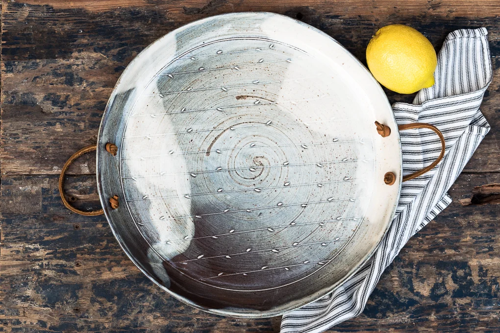 Leather Tab Serving Tray