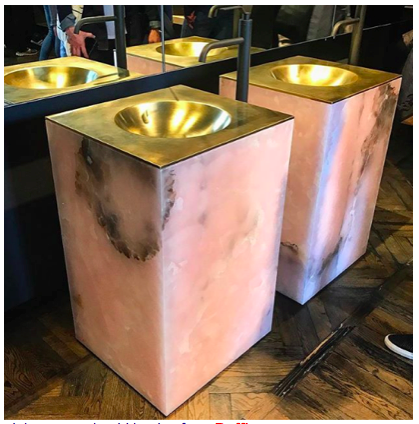 pink onyx and gold basins from Boffi