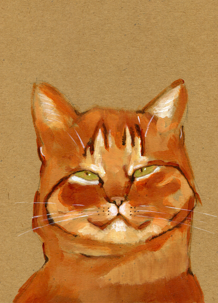 Orange cat is a little too satisfied