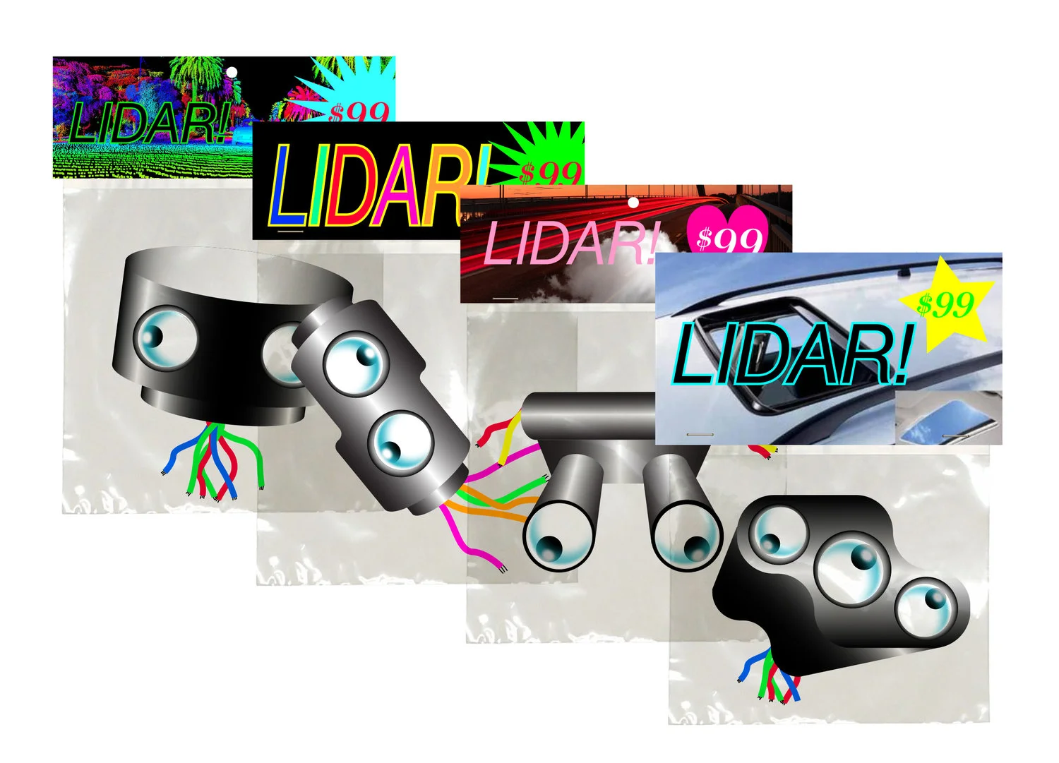 Illustration for MIT Technology Review "Low-Quality Lidar Will Keep Self-Driving Cars in the Slow Lane