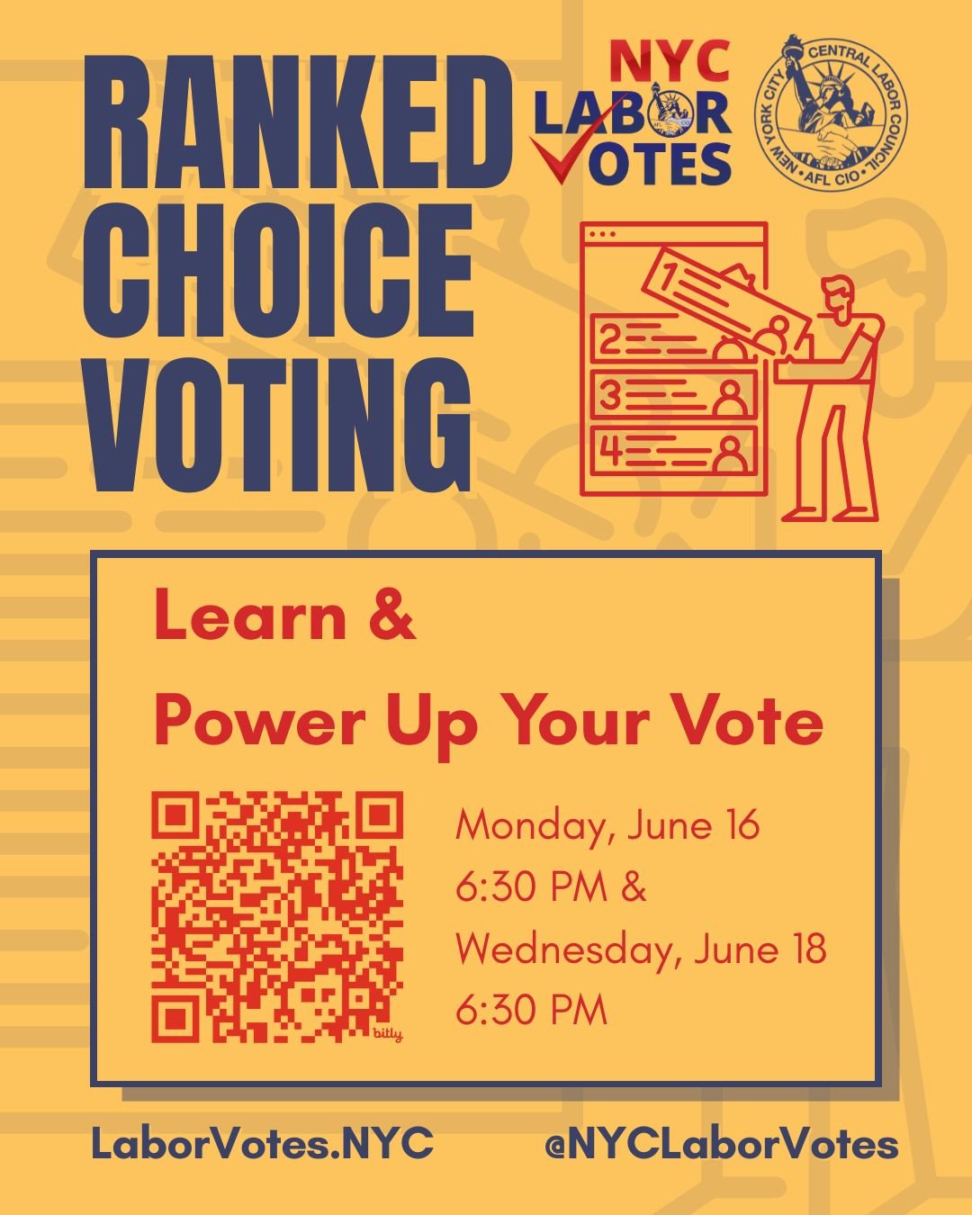 Early voting starts tomorrow &amp; NYC uses Ranked Choice Voting for Primary Elections. Know how to rank your vote?

We'll be having two brief webinars next week all about how to rank your choices &amp; make your voice heard!

Sign up here: https://w