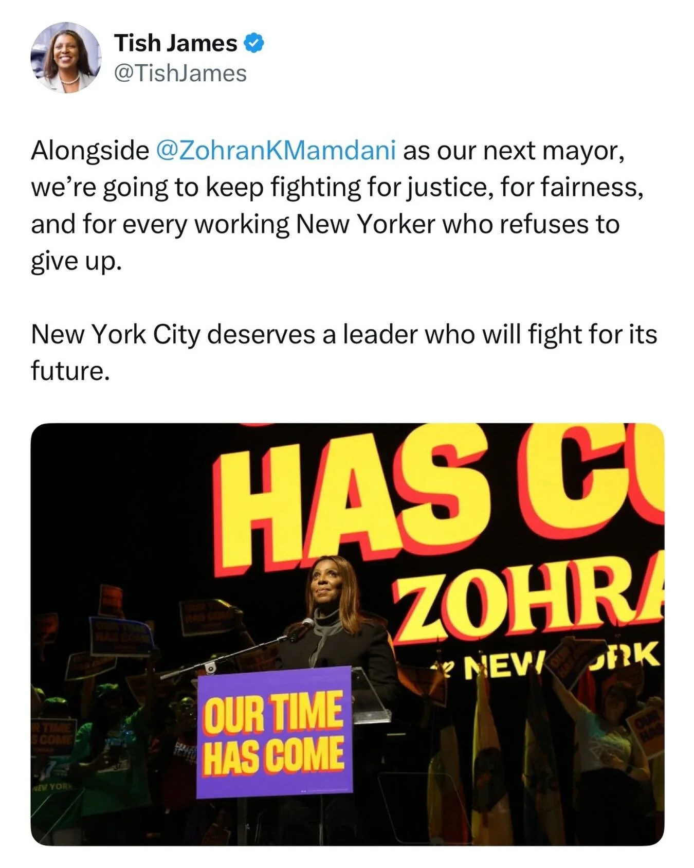 Tish is right: NYC deserves a leader who will fight for its future. 

12 days until early voting. Let&rsquo;s make it count. #NYCLaborVotes