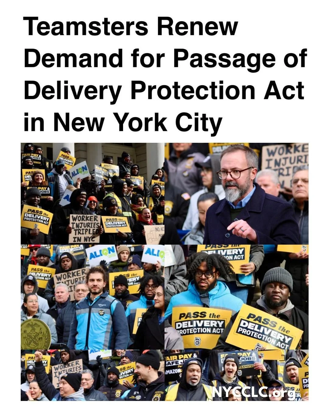 Amazon Teamsters and allies including the NYC CLC gathered at New York City Hall Thursday to call for passage of the Delivery Protection Act during its introduction for the 2026 City Council session.

Read more: https://nycclc.org/news/teamsters-rene