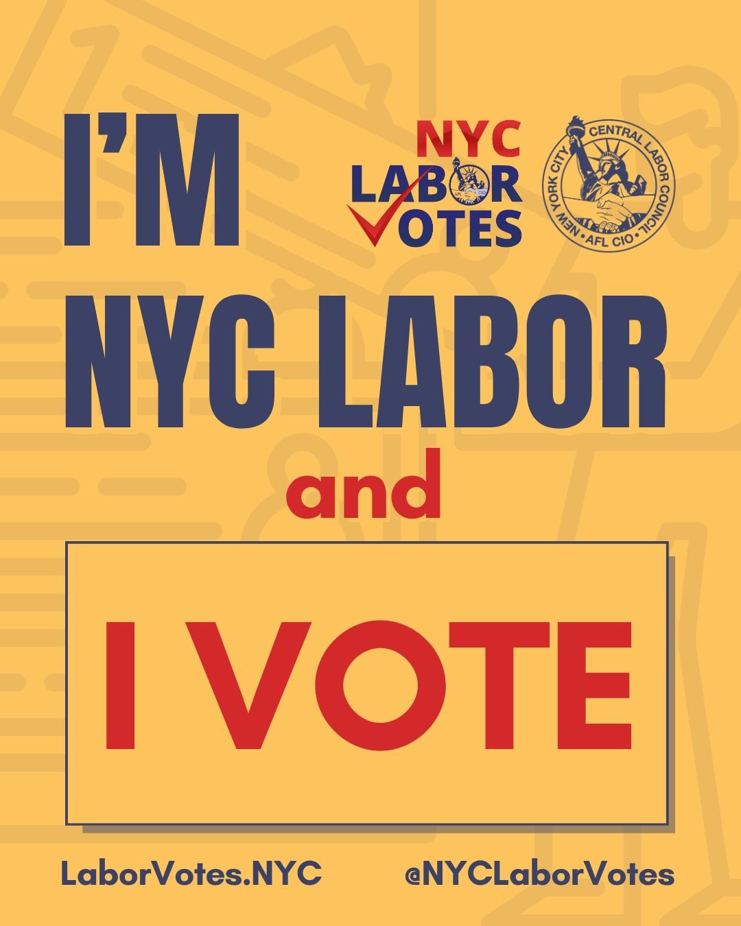 Your vote is your voice. Make it heard today. 
Polls are open from 6:00 AM - 9:00 PM.

👉 https://findmypollsite.vote.nyc/

#NYCLaborVotes