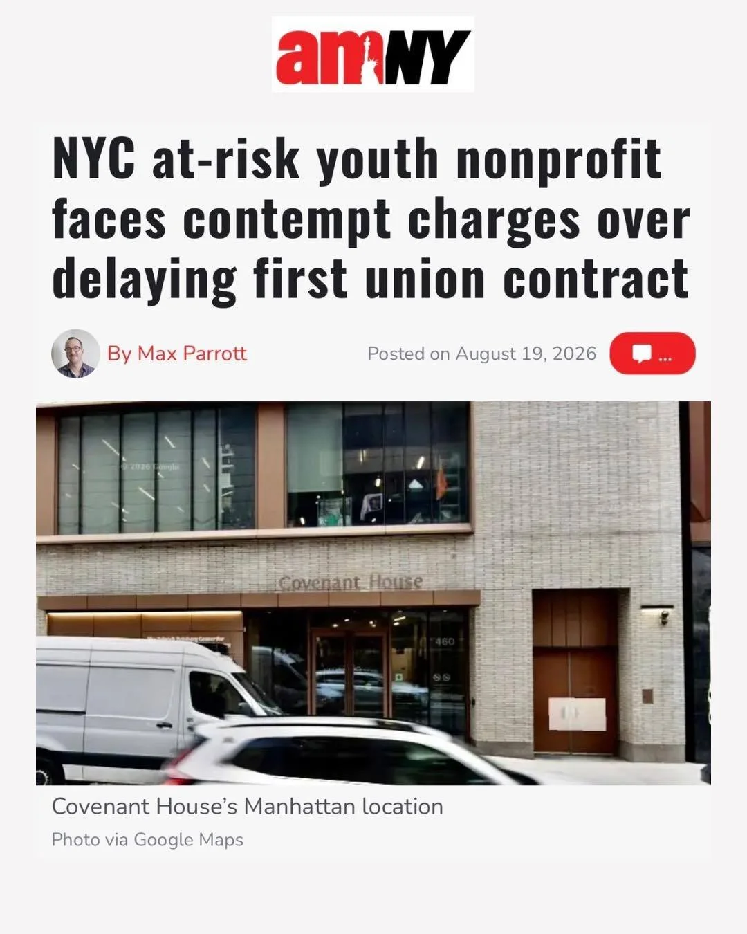 Federal labor regulators filed contempt charges against Covenant House New York for continuing to refuse to bargain with its employee union a year after a federal judge ordered the homeless services nonprofit to cooperate.

The legal filing is the la