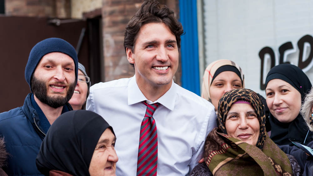Trudeau With Syrians 
