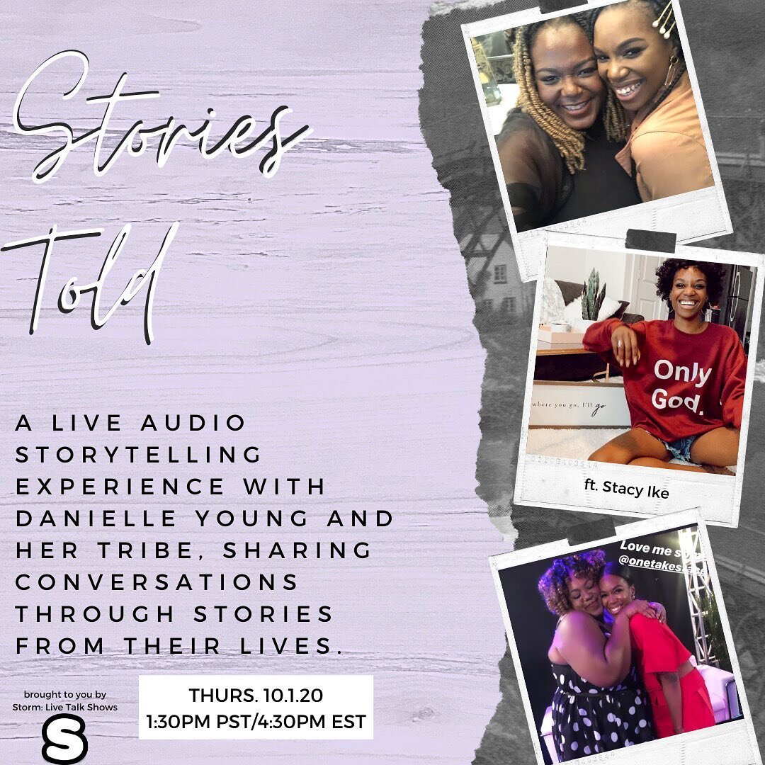 We going LIVE! So excited to jump in a convo with my girl  @thedanielleyoung.
LIVE AT 1:30PST 
Join us at &mdash; storm.live/thedanielleyoung #podcast #blackgirlmagic #daniworks #onetakestace