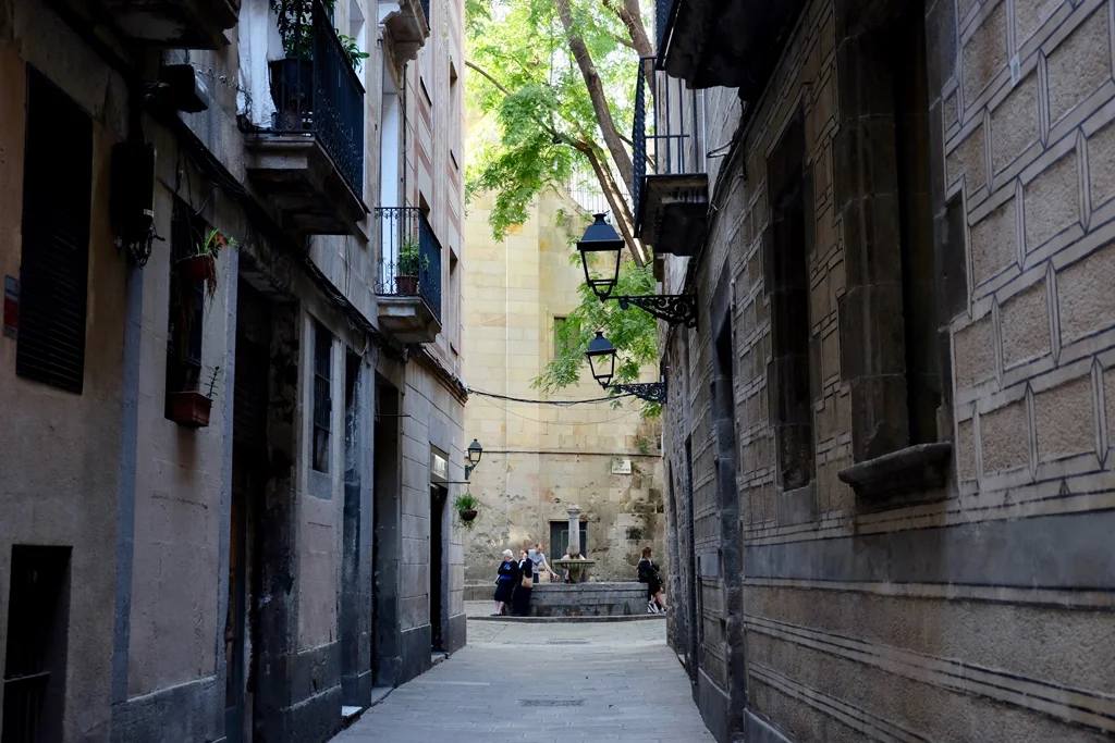 The narrow alleyways and surprise courtyards of the Gothic Quarter
