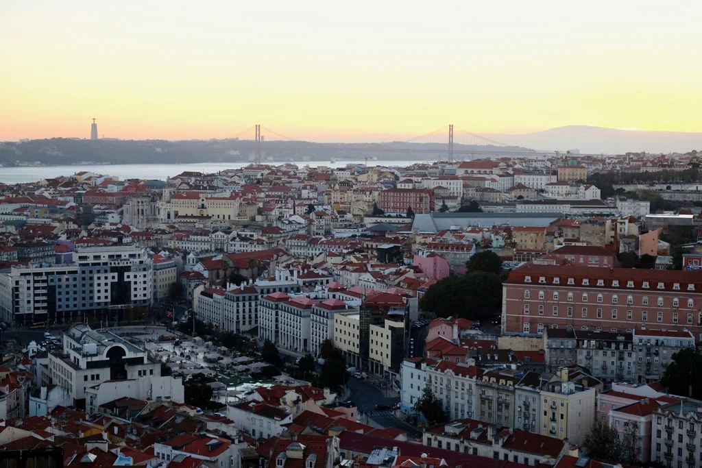 Looking over Lisbon towards the 25 de Abril Bridge.