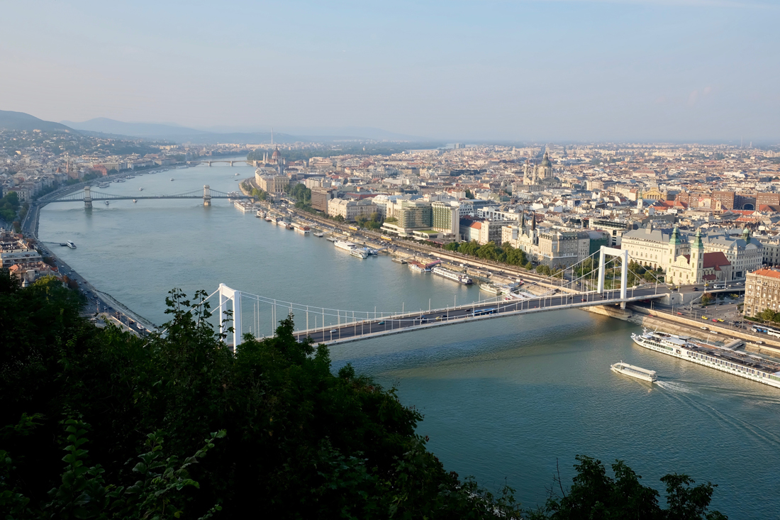 The view of Buda and Pest, separated by the Danube, from Gellért Hill.