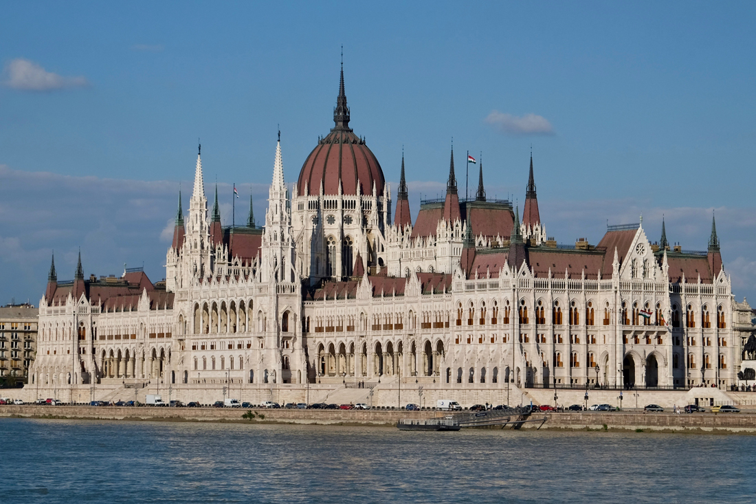 The Budapest Parliament Building is best viewed from a distance.