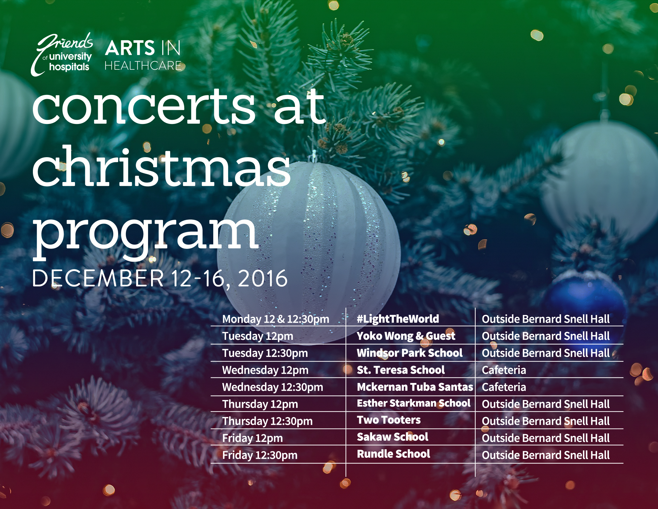 hospital, christmas choirs, Friends of University Hospitals, Arts in Healthcare