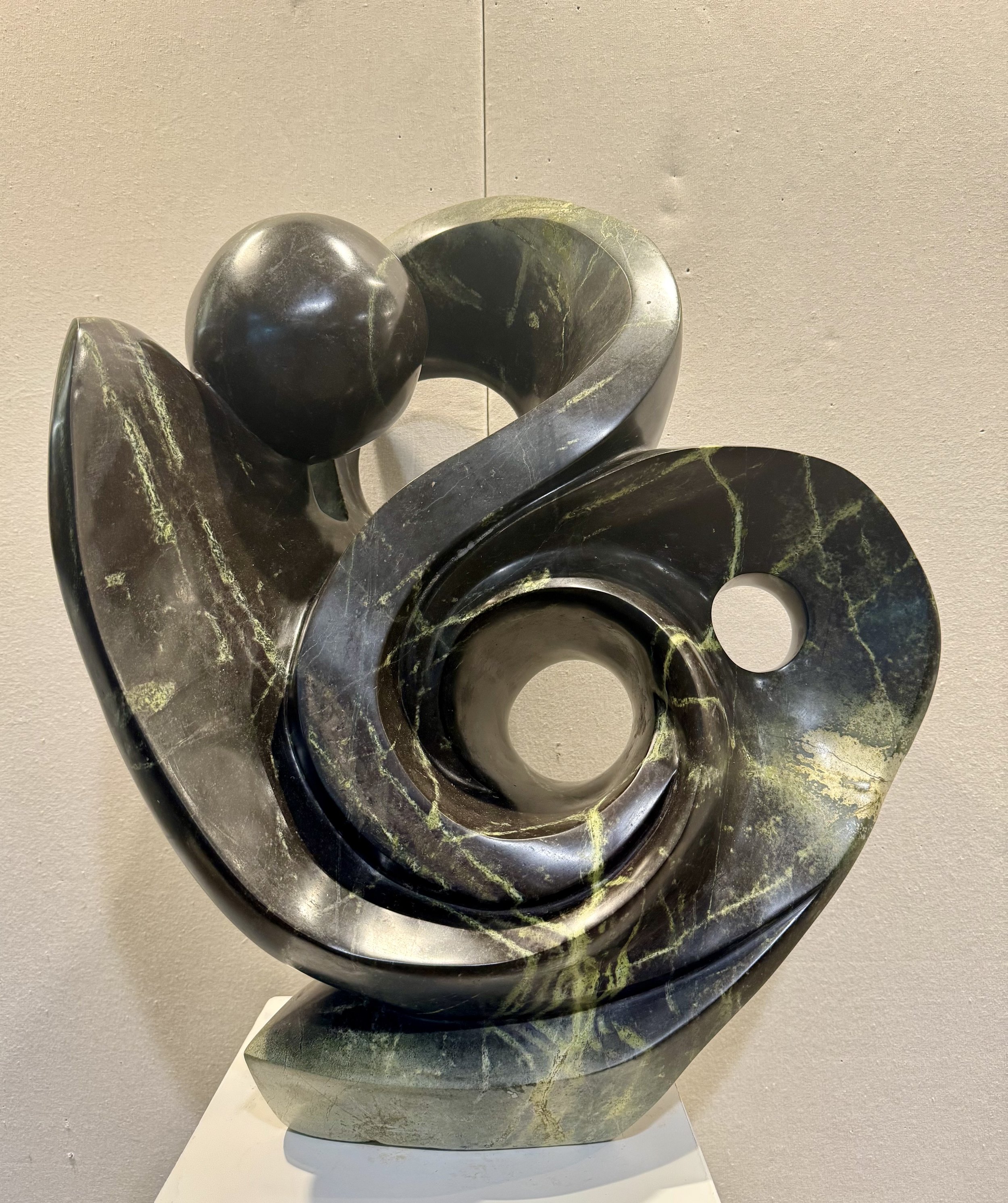 Inner Point, by T Saruro, Green Leopard stone 25kg, 30"x18", $2950