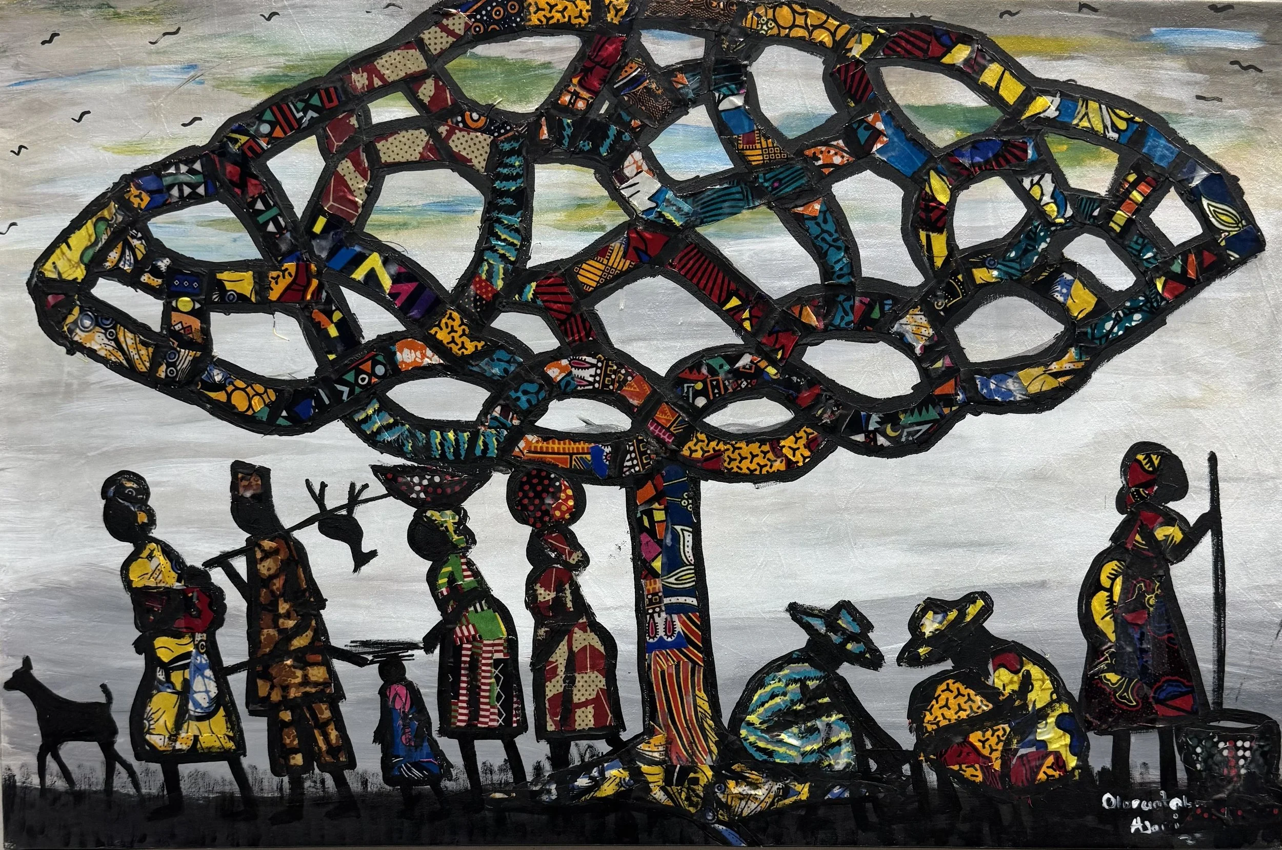 Village Setting: Unity, by Toba Ajani, 2022, Mixed media, 22"x33", $1250