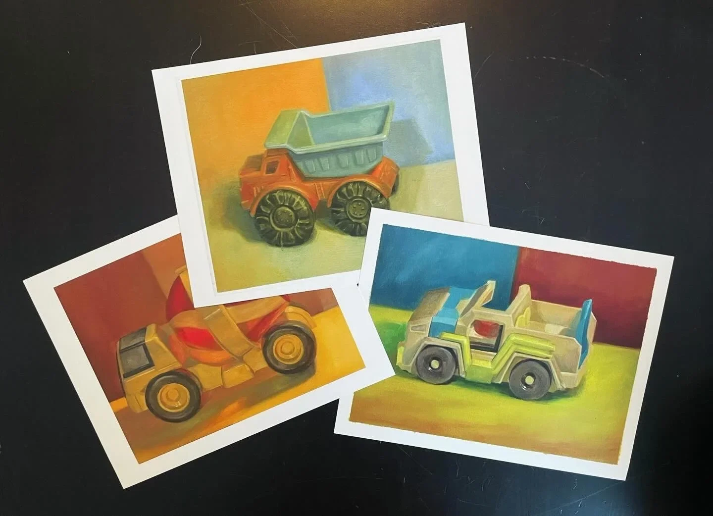 Archival print - Jeep, Dump truck + Cement truck, 2025, 9x12", each $65