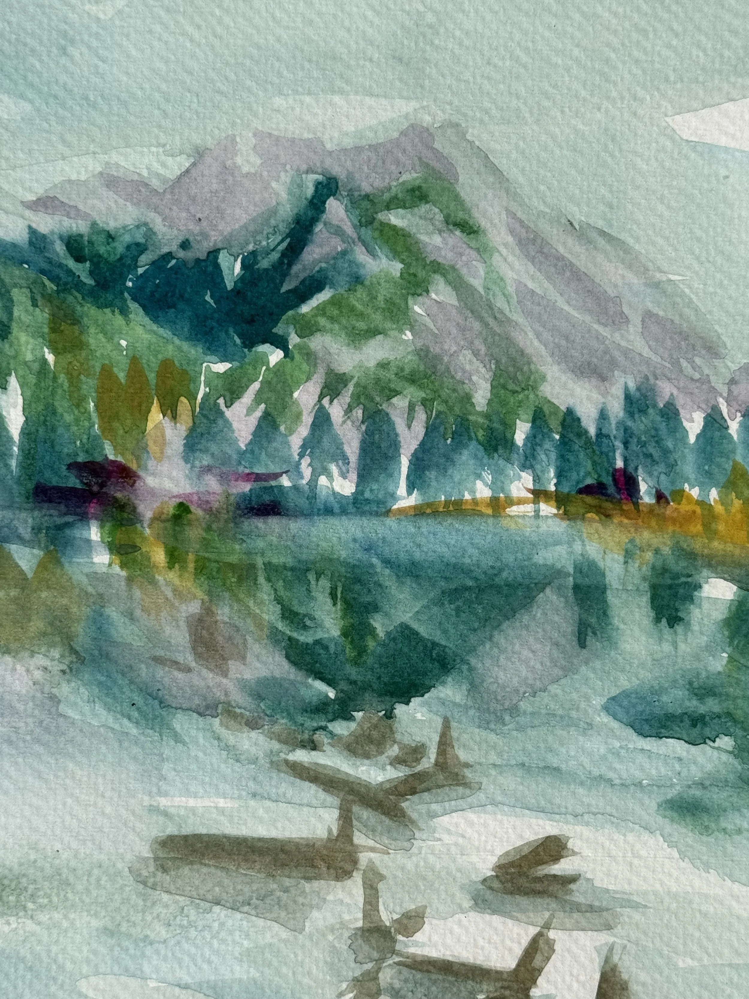 Mount Lorette, Plein air study, watercolour on Paper, 2025, 41 x 30cm $670