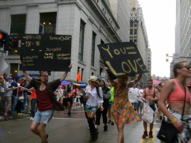Our crew marching in the Pittsburgh Pride parade in 2013.