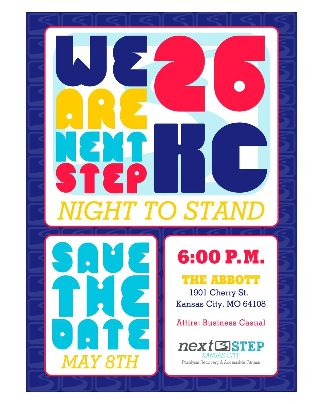 Save the date! 🚨

Please join us for the 2026 Night to Stand Dinner and Auction - a memorable evening supporting paralysis recovery efforts in Kansas City.❤️

🗓️ When: May 8th, 2026 @ 6:00pm
📍 Where: The Abbott (1901 Cherry St, Kansas City, MO 641