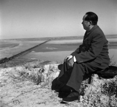 Mao Zedong looking out at the Yellow River. His belief that the party was master of nature and old ways led to millions of deaths.