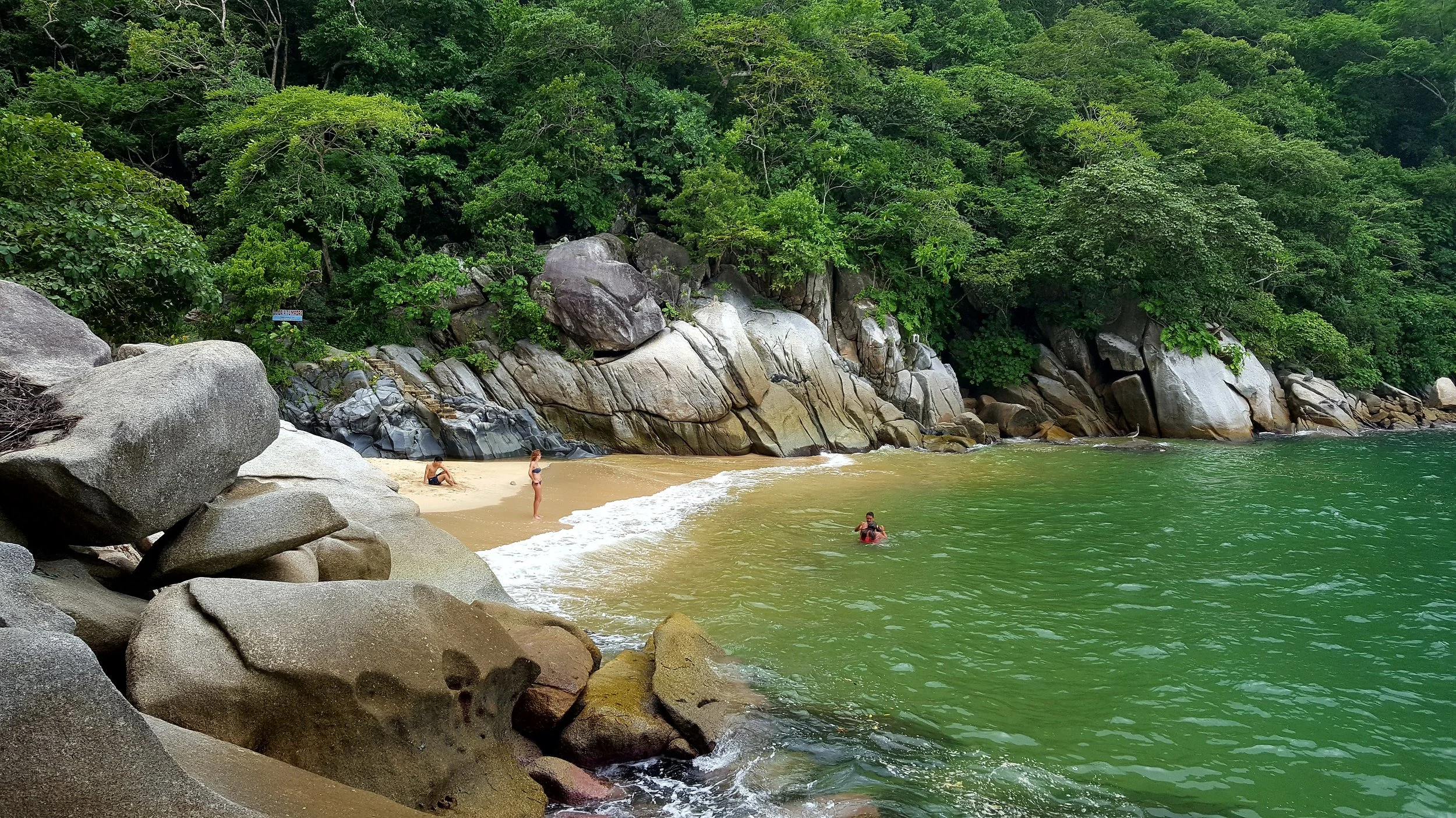 Swimming at Colomitos Cove during our hike to Las Animas