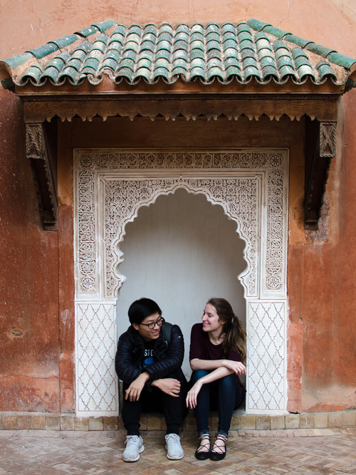 Chilling at the Saadian Tombs in Marrakech