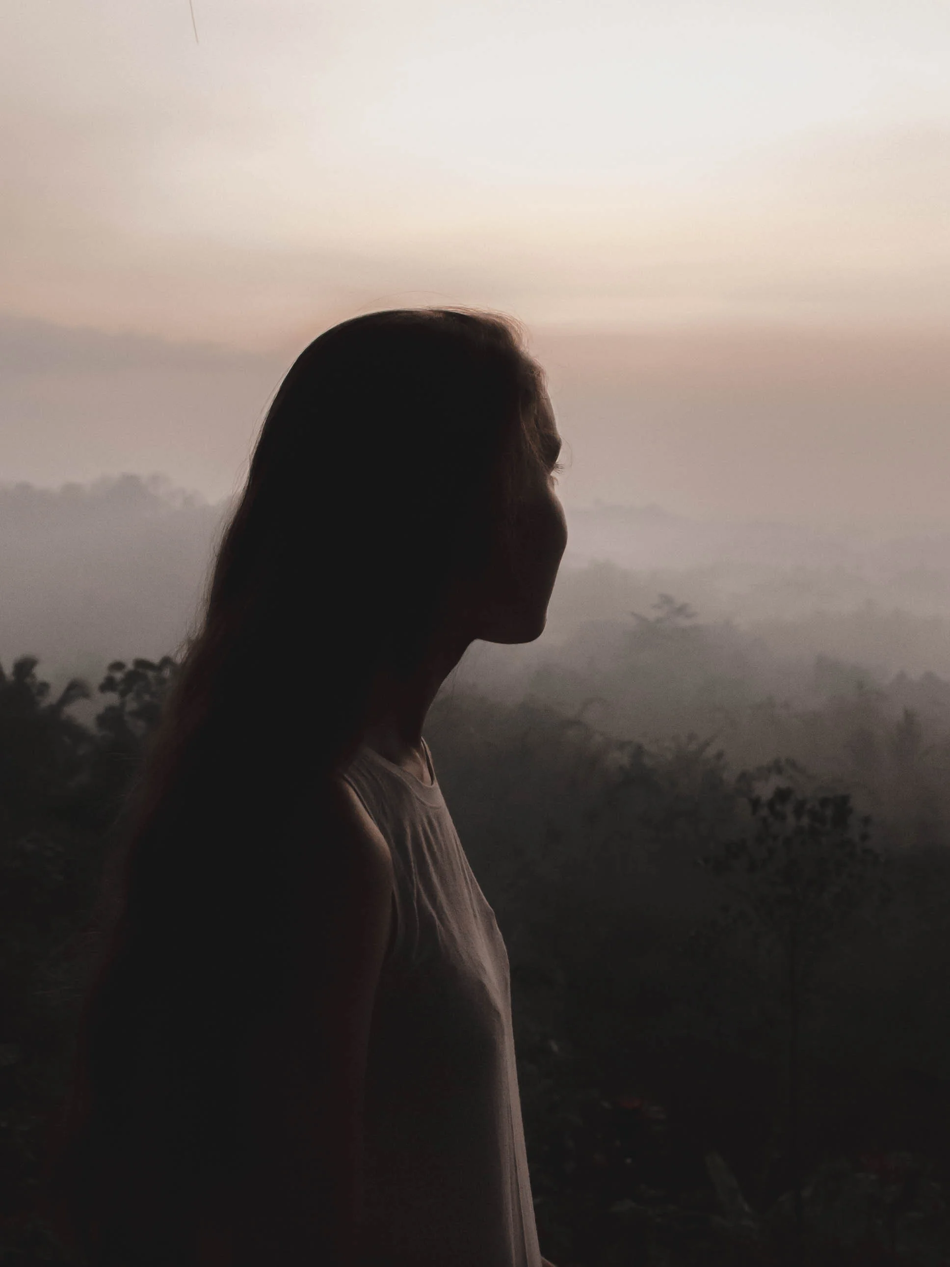 Watching the sunrise near Borobudur temple in Indonesia