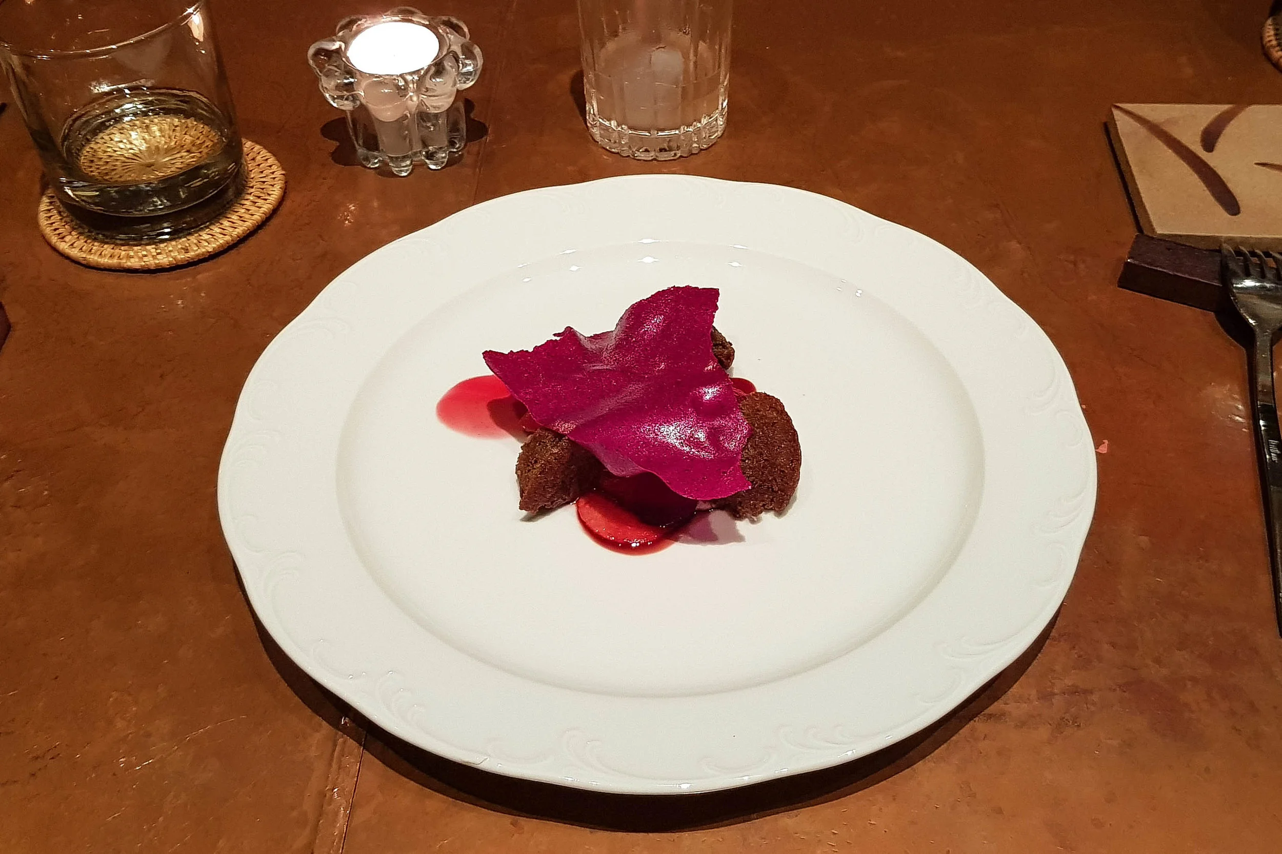 Red dish at Room 4 Dessert