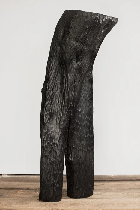 Standing Figure #07, 2018, Hemlock and India Ink, 18x15x57in