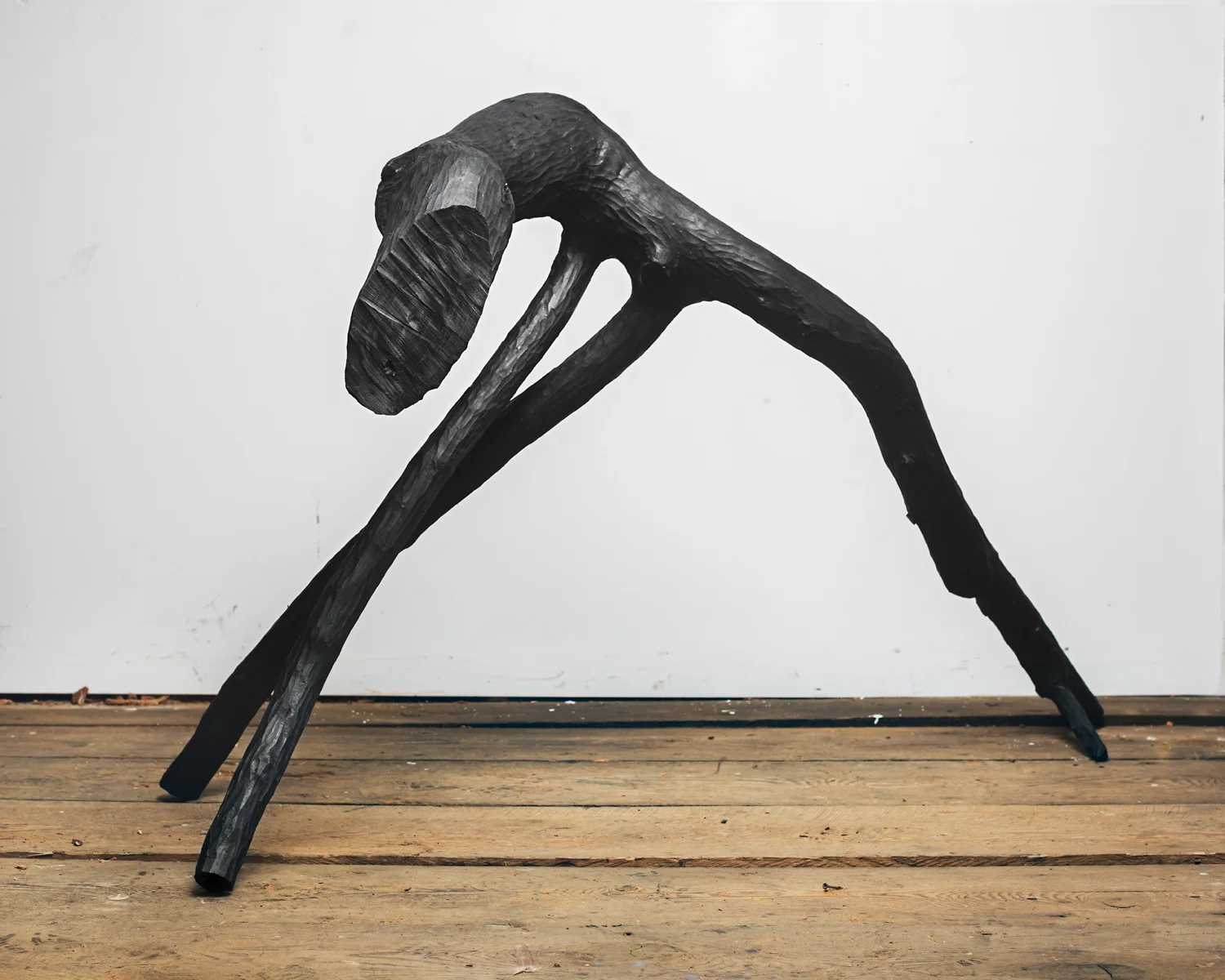 Standing Figure #09, 2019, Old Growth Douglas Fir and India Ink, 56x32x46in