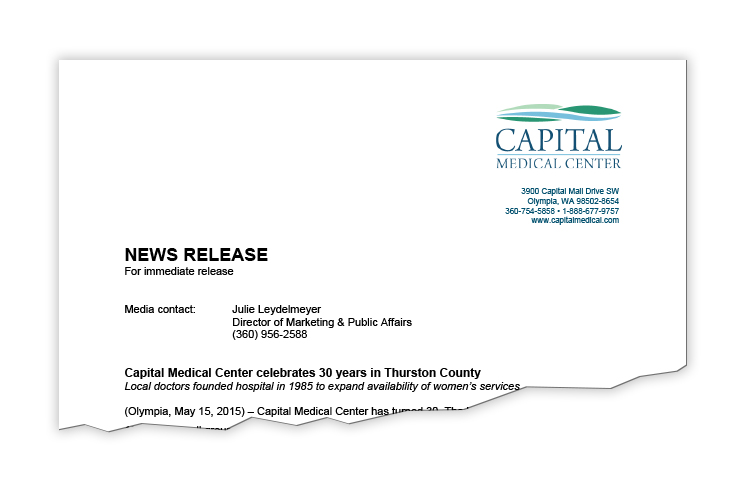 client: Capital Medical Center Capital medical Center is a community hospital located in Olympia, WA. Capital recently celebrated their 30th anniversary and DBC assisted with PR and advertising for the commemoration. DBC President Stephen DANIELs-Brown is the former chair of the hospital's board of trustees.