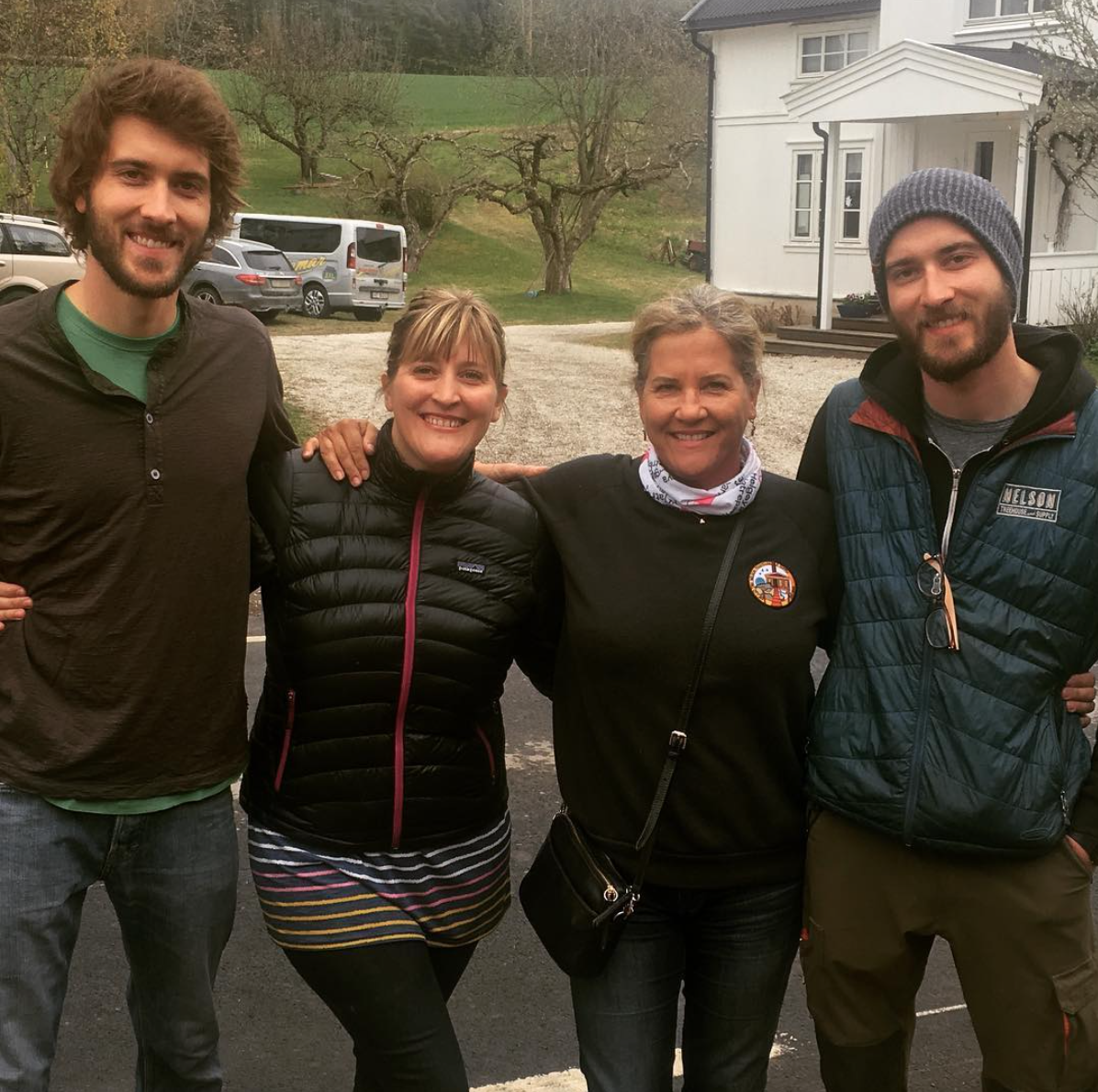 Left to right: Henry, Emily, Judy, and Charlie on a treehouse build in Norway. PHoto COURTESY of Henry Nelson.