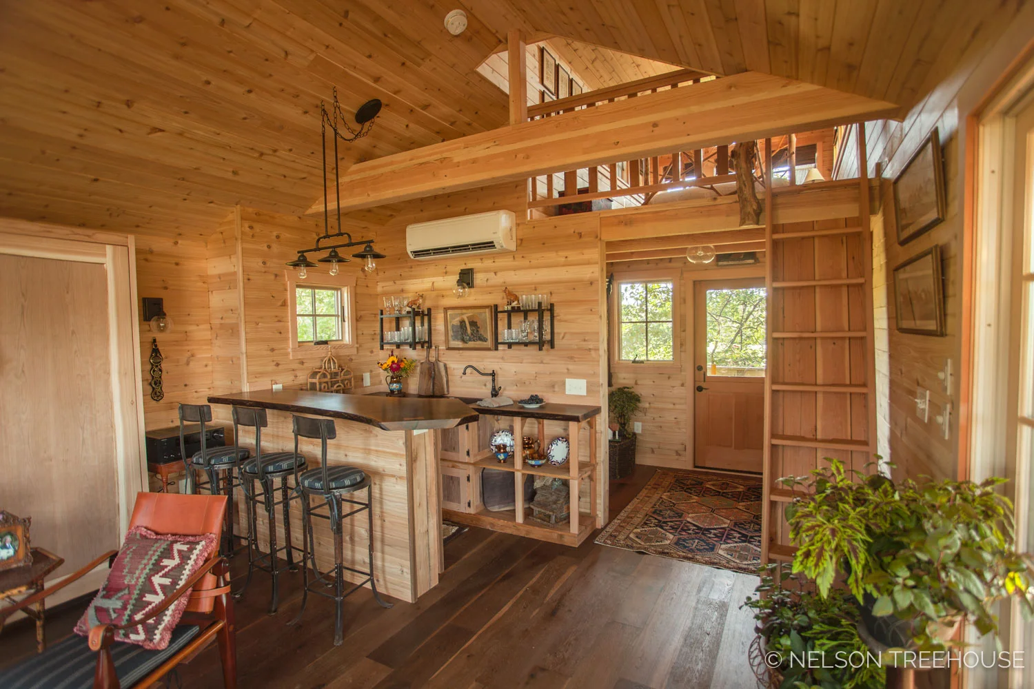 COMPLETED INTERIOR OF THE FOX FARM TREEHOUSE