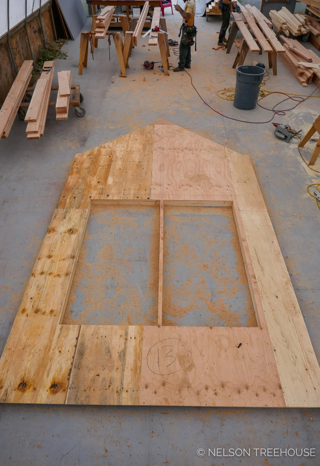 Nelson Treehouse Prefab for Treehouse Utopia - framing for arched window set