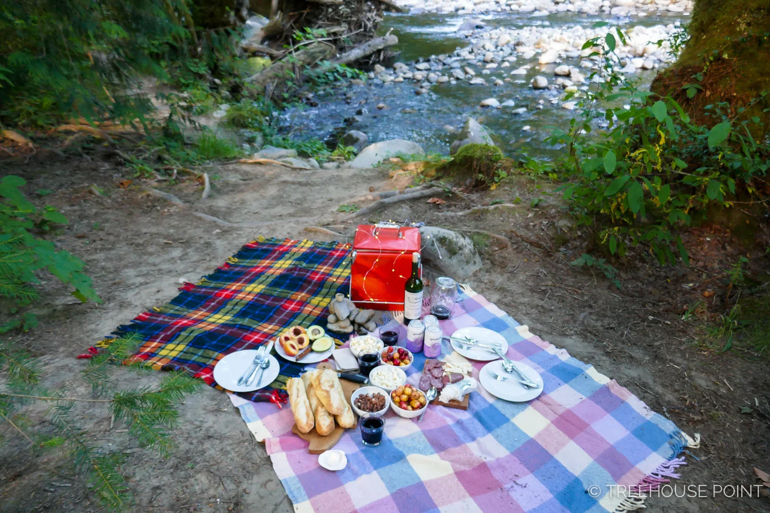Picnicking on the bank of the Raging River is a wonderful dinner option during summer months.