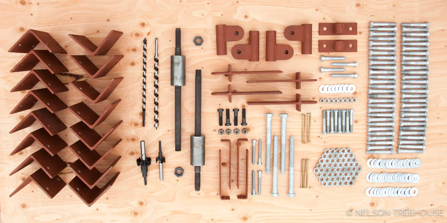 We have all the hardware you need for each treehouse plan.