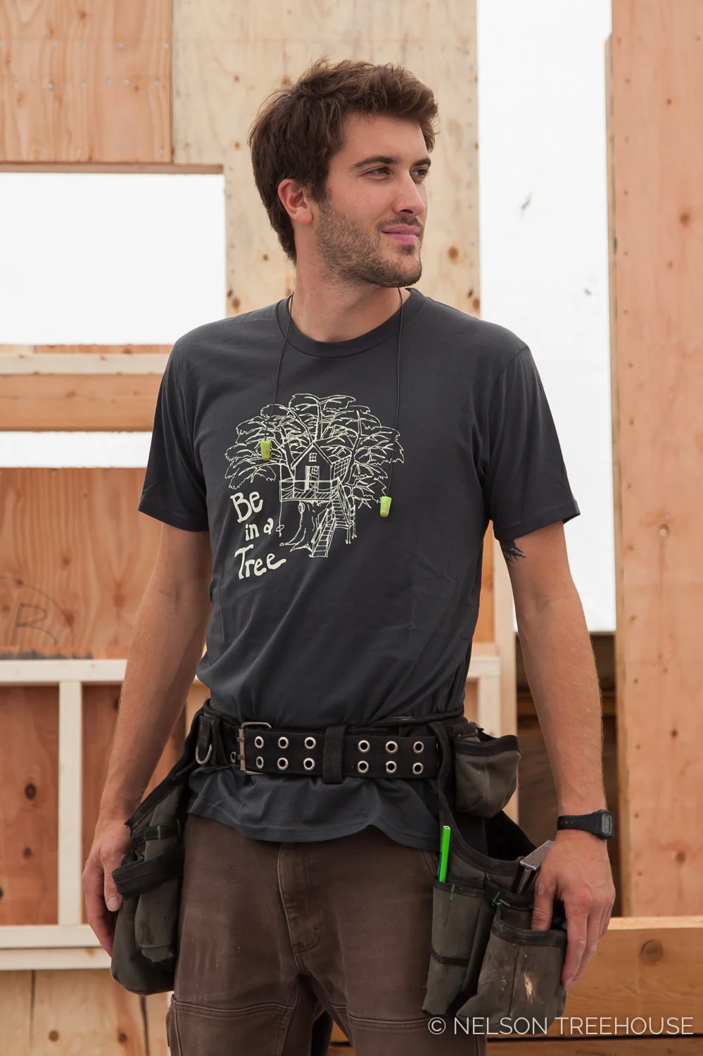Henry relishes our Be in a Tree T-shirt in slate.