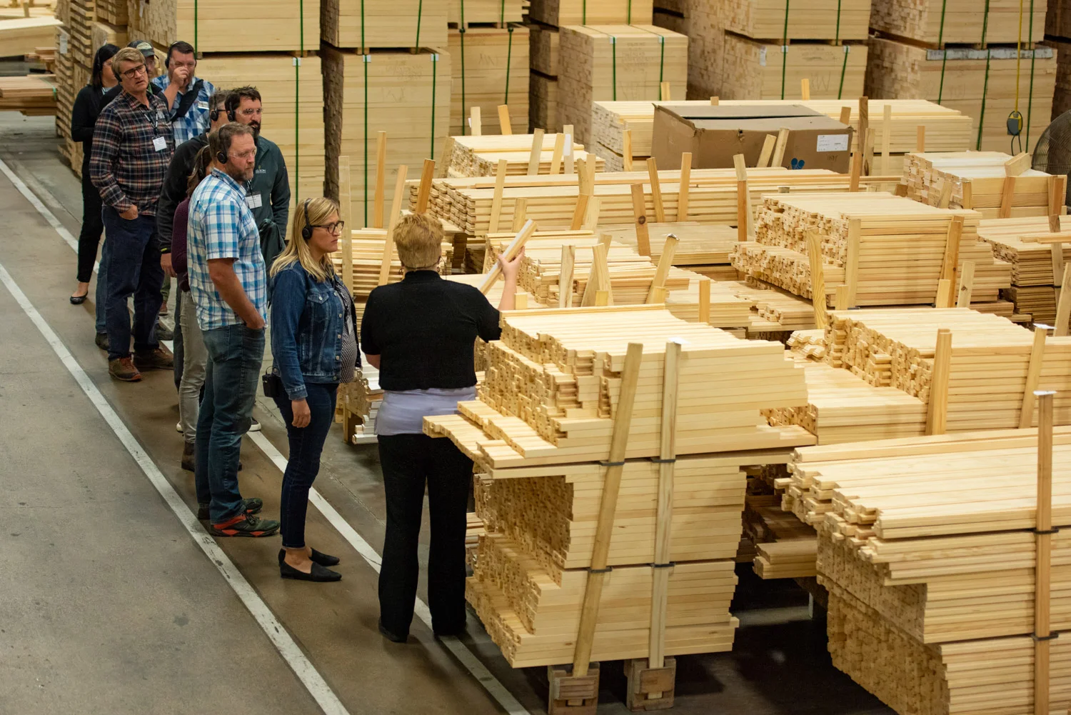 the Nelson Treehouse Crew touring the Marvin Warroad Facility. PHoto courtesy of Marvin.