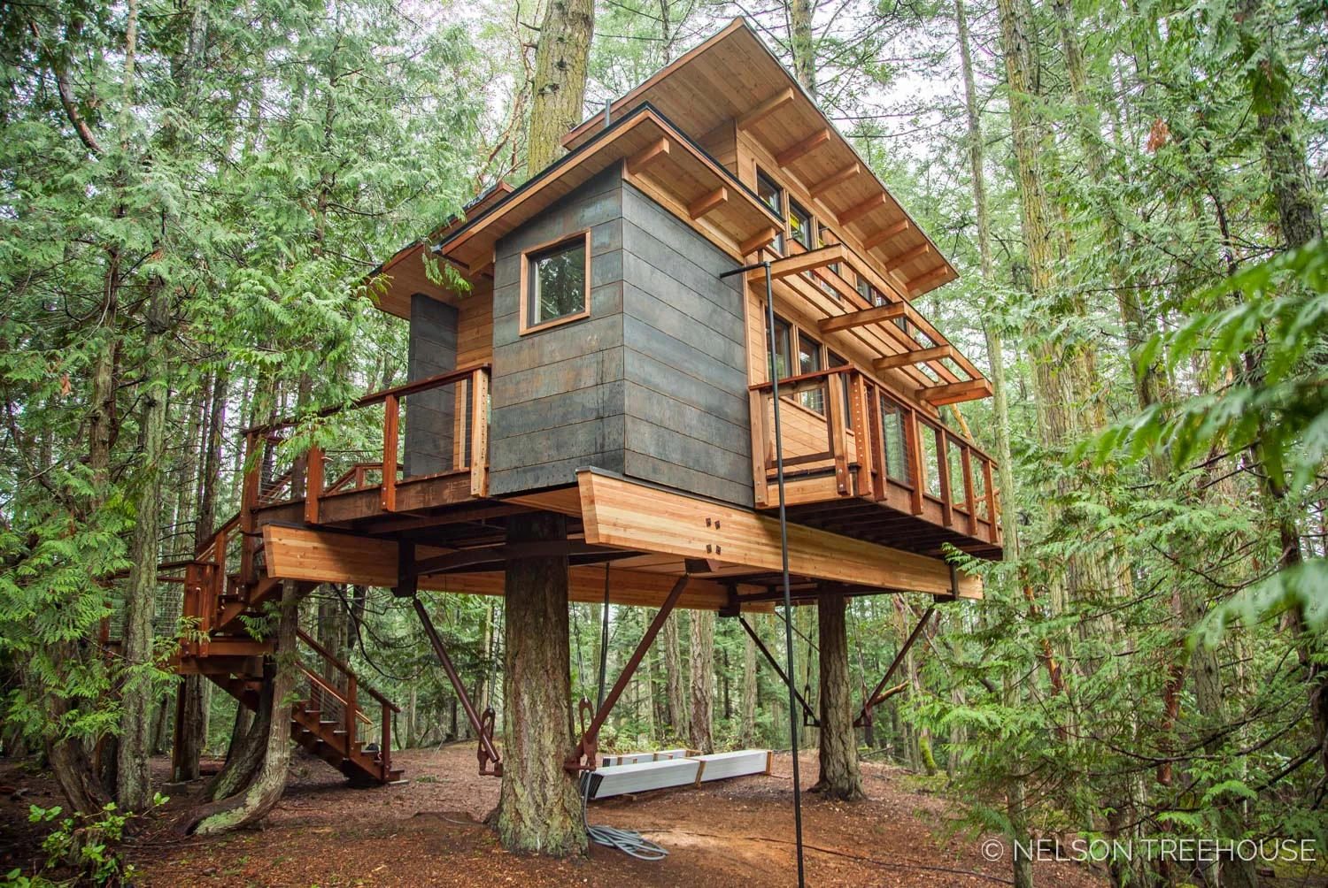 One treehouse we built this winter: our contemporary cabin on the san Juan Islands.