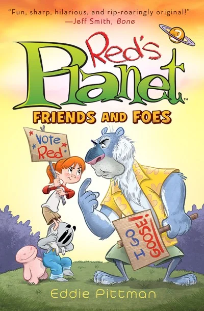 Flatting After crash landing on a distant planet, Red finds herself in a strange paradise surrounded by a host of odd and intriguing aliens, including her small gray companion, Tawee, and the planet’s grumpy custodian, Goose. But even paradise has its problems. When survival gets a little tough, Goose and Red find themselves locked in the middle of the craziest election in the galaxy, competing for the acceptance of the castaways and determining who will lead them all. As this unlikely band of misfits comes together to create a new home for themselves, the enigmatic Uskog space pirates return, searching for a mysterious stolen treasure. Now Red and her fellow castaways must decide if their mismatched family is worth fighting for.