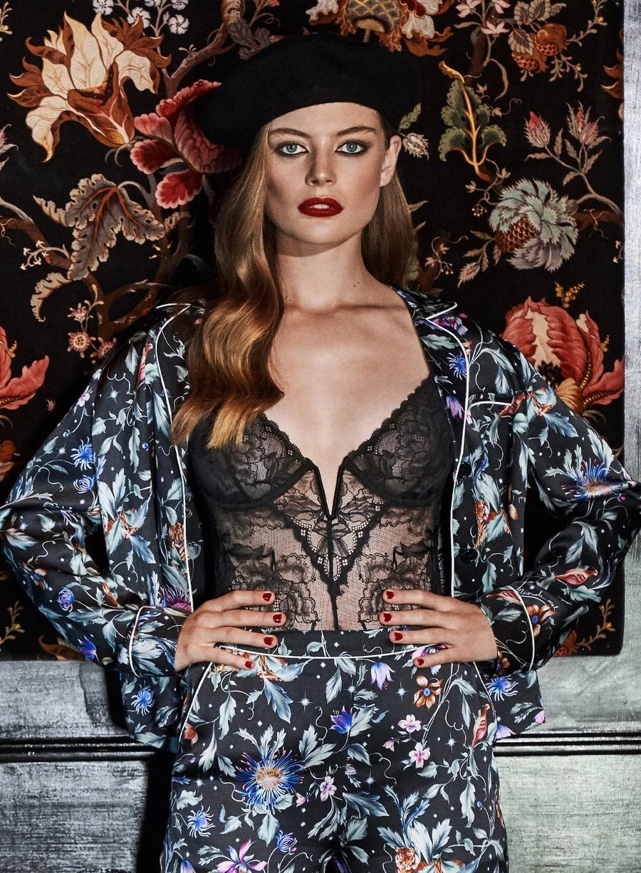 GARDENIA LACE BODYSUIT / PRINTED PJ