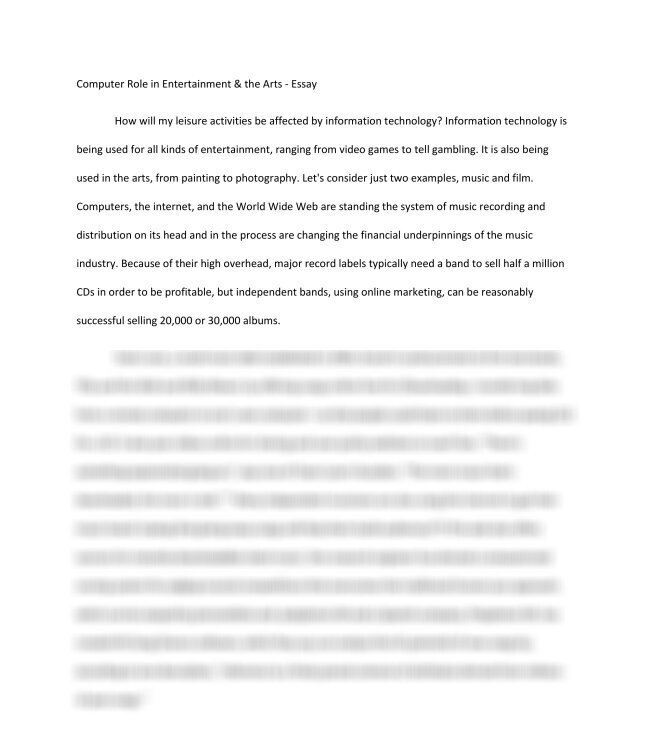 Computer Role in Entertainment &amp; the Arts  
