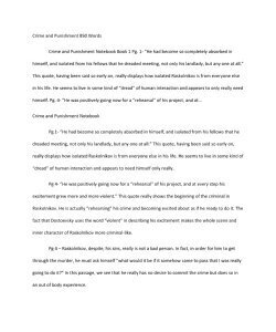 Crime and Punishment Crime and Punishment Notebook Book 1 Pg. 1- “He had become so completely absorbed inhimself, and isolated from his fellows that he dreaded meeting, not only hislandlady,850 Words
